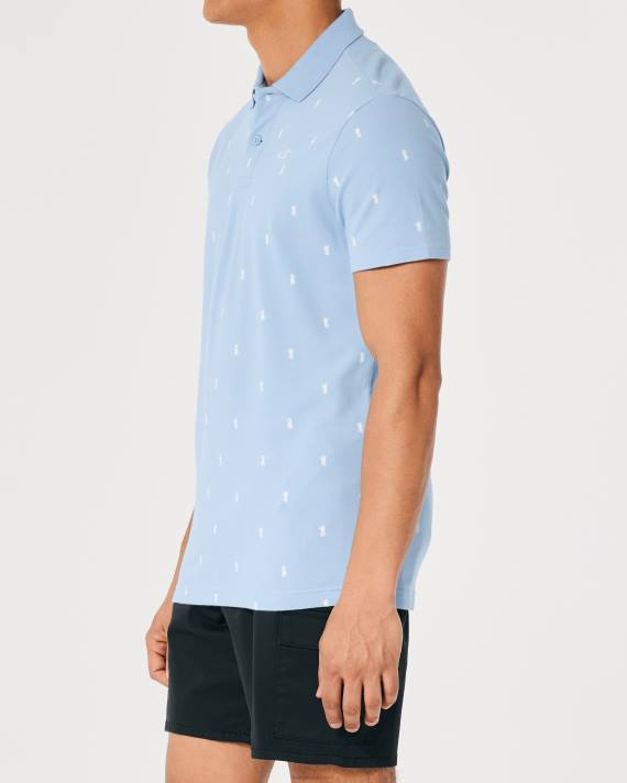 Hollister Mænd logo ikon mønster polo 2H8Z983 toppe lyseblåt mønster