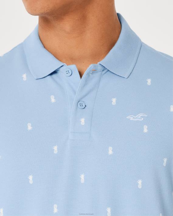 Hollister Mænd logo ikon mønster polo 2H8Z983 toppe lyseblåt mønster
