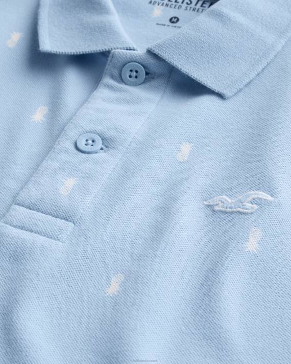 Hollister Mænd logo ikon mønster polo 2H8Z983 toppe lyseblåt mønster