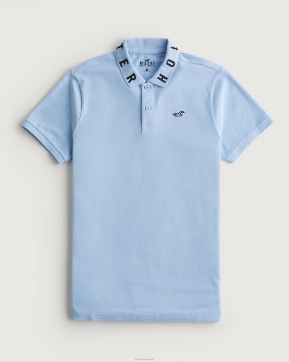 Hollister Mænd logo krave polo 2H8Z821 toppe lyseblå