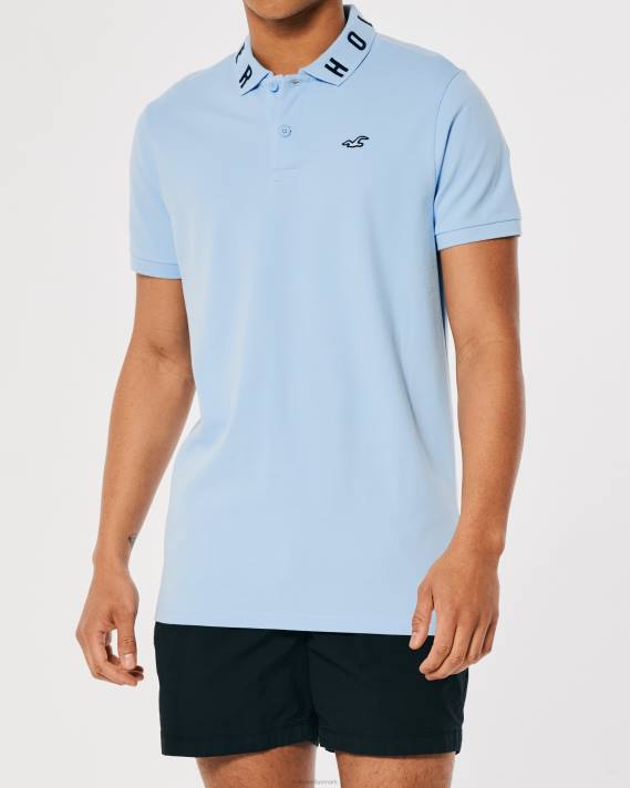 Hollister Mænd logo krave polo 2H8Z821 toppe lyseblå