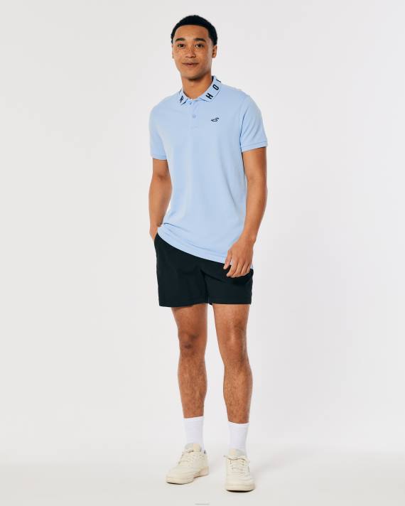 Hollister Mænd logo krave polo 2H8Z821 toppe lyseblå
