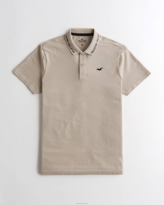 Hollister Mænd polo med logospids 2H8Z1072 toppe tan