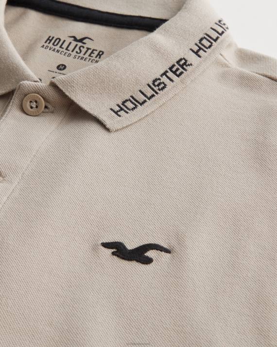 Hollister Mænd polo med logospids 2H8Z1072 toppe tan