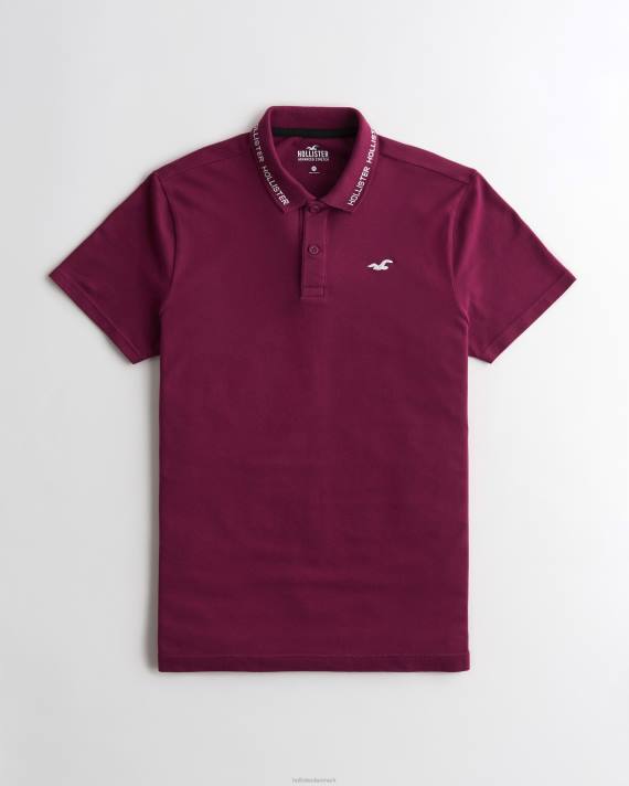 Hollister Mænd polo med logospids 2H8Z1079 toppe bordeaux