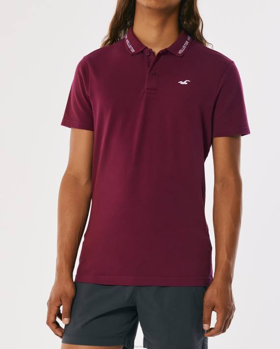 Hollister Mænd polo med logospids 2H8Z1079 toppe bordeaux