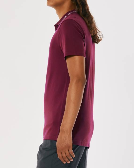 Hollister Mænd polo med logospids 2H8Z1079 toppe bordeaux