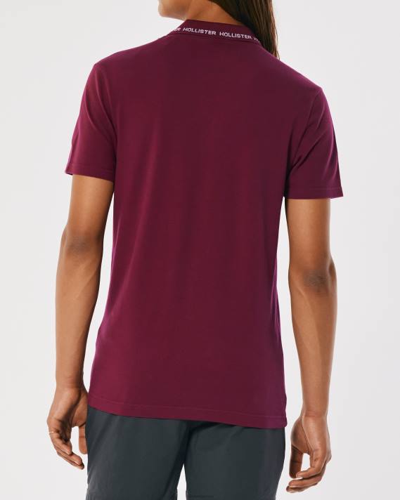 Hollister Mænd polo med logospids 2H8Z1079 toppe bordeaux