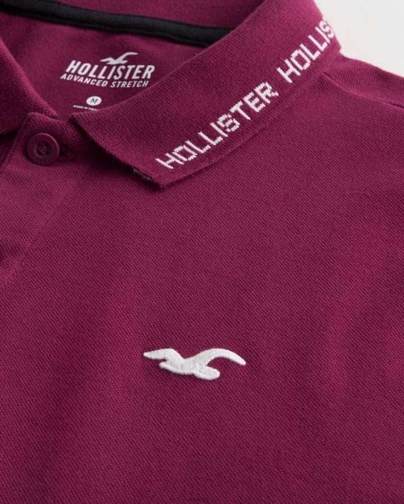 Hollister Mænd polo med logospids 2H8Z1079 toppe bordeaux