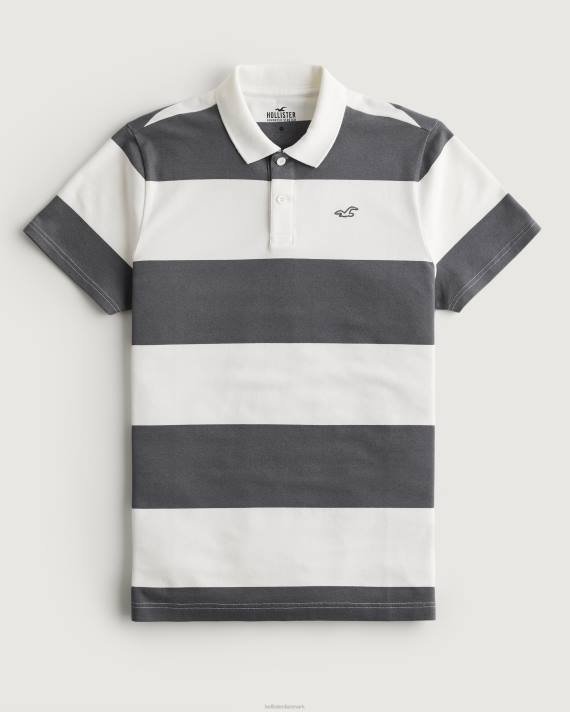 Hollister Mænd rugby stribe logo ikon polo 2H8Z1018 toppe grå stribe