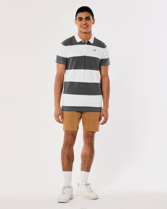Hollister Mænd rugby stribe logo ikon polo 2H8Z1018 toppe grå stribe
