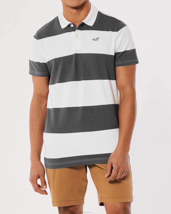 Hollister Mænd rugby stribe logo ikon polo 2H8Z1018 toppe grå stribe