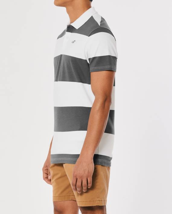 Hollister Mænd rugby stribe logo ikon polo 2H8Z1018 toppe grå stribe