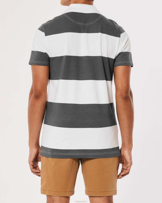 Hollister Mænd rugby stribe logo ikon polo 2H8Z1018 toppe grå stribe