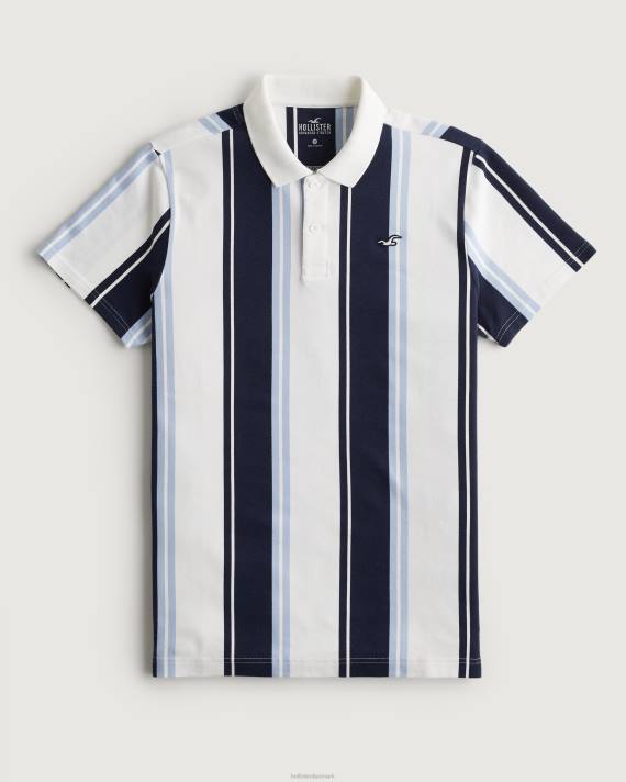 Hollister Mænd stribet logo ikon polo 2H8Z827 toppe marineblå stribe