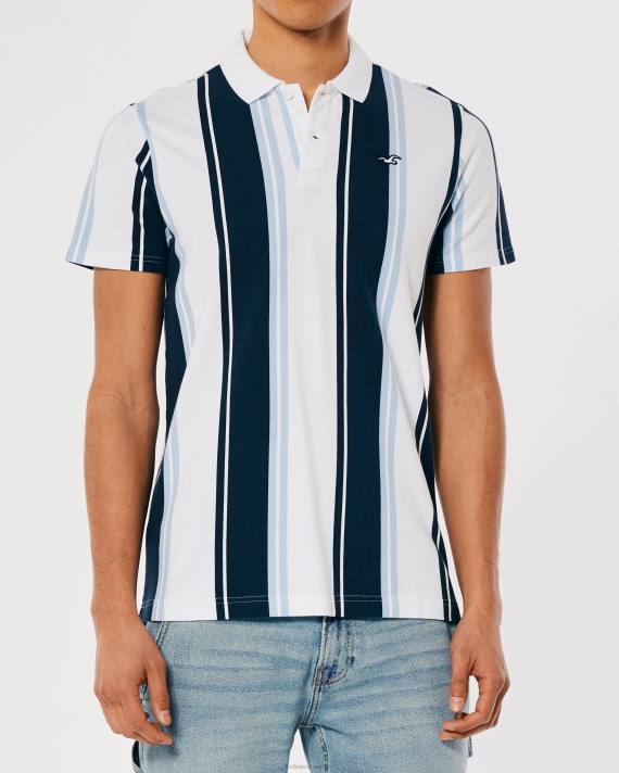 Hollister Mænd stribet logo ikon polo 2H8Z827 toppe marineblå stribe