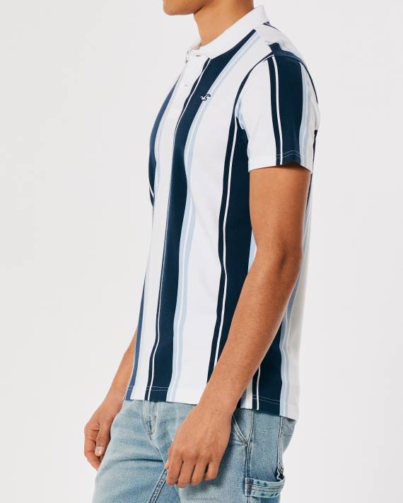 Hollister Mænd stribet logo ikon polo 2H8Z827 toppe marineblå stribe