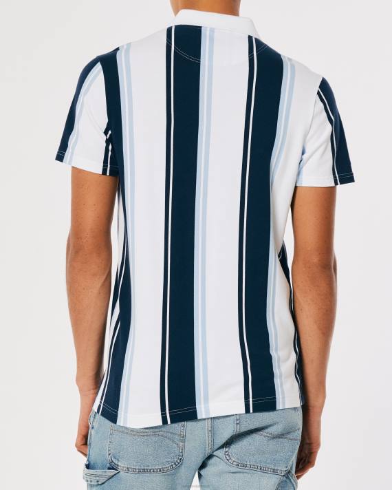 Hollister Mænd stribet logo ikon polo 2H8Z827 toppe marineblå stribe