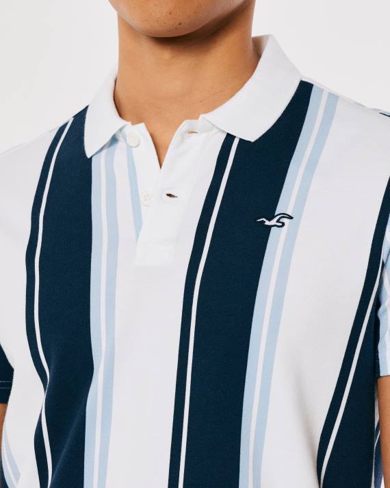 Hollister Mænd stribet logo ikon polo 2H8Z827 toppe marineblå stribe
