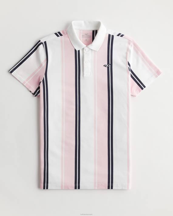 Hollister Mænd stribet logo ikon polo 2H8Z903 toppe koral stribe