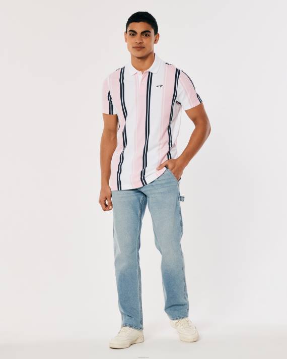 Hollister Mænd stribet logo ikon polo 2H8Z903 toppe koral stribe