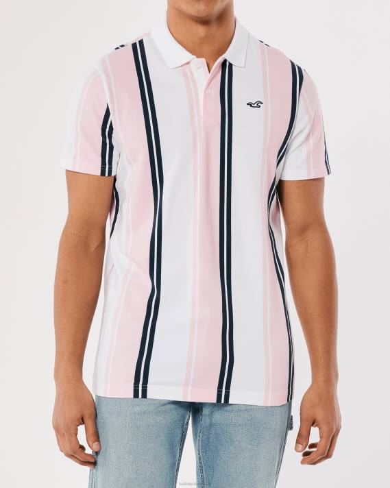 Hollister Mænd stribet logo ikon polo 2H8Z903 toppe koral stribe