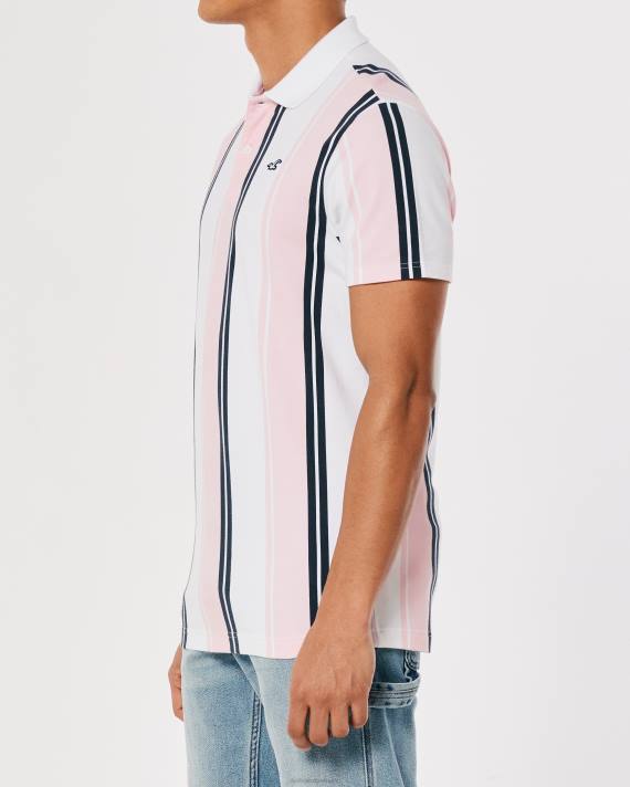Hollister Mænd stribet logo ikon polo 2H8Z903 toppe koral stribe