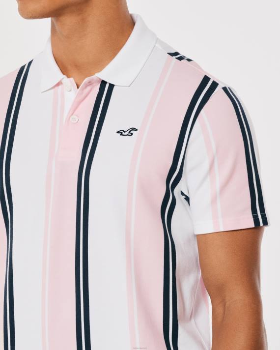 Hollister Mænd stribet logo ikon polo 2H8Z903 toppe koral stribe