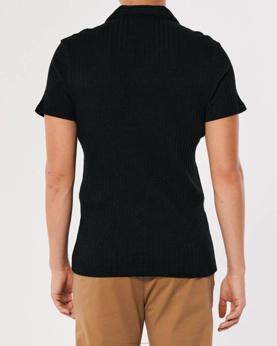 Hollister Mænd strik johnny krave polo 2H8Z911 toppe sort