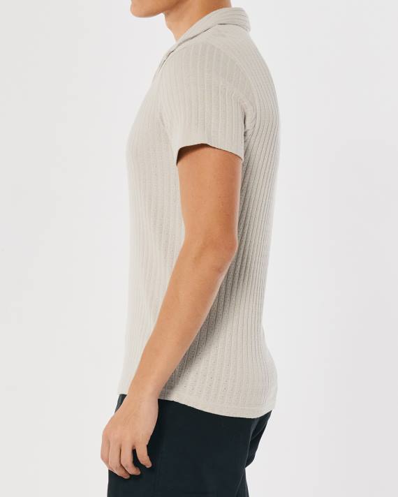 Hollister Mænd strik johnny krave polo 2H8Z953 toppe tan