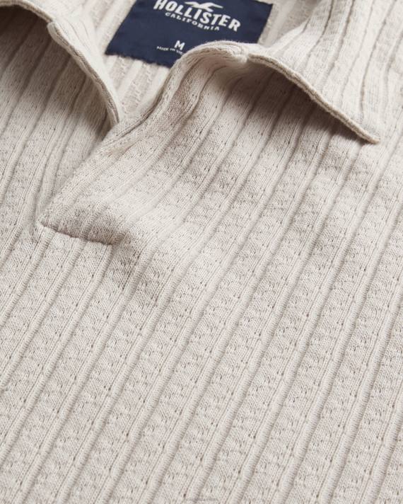 Hollister Mænd strik johnny krave polo 2H8Z953 toppe tan