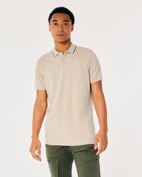 Hollister Mænd tippet krave ikon polo 2H8Z991 toppe gråmeleret