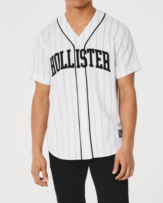 Hollister Mænd afslappet baseballtrøje 2H8Z954 toppe hvid