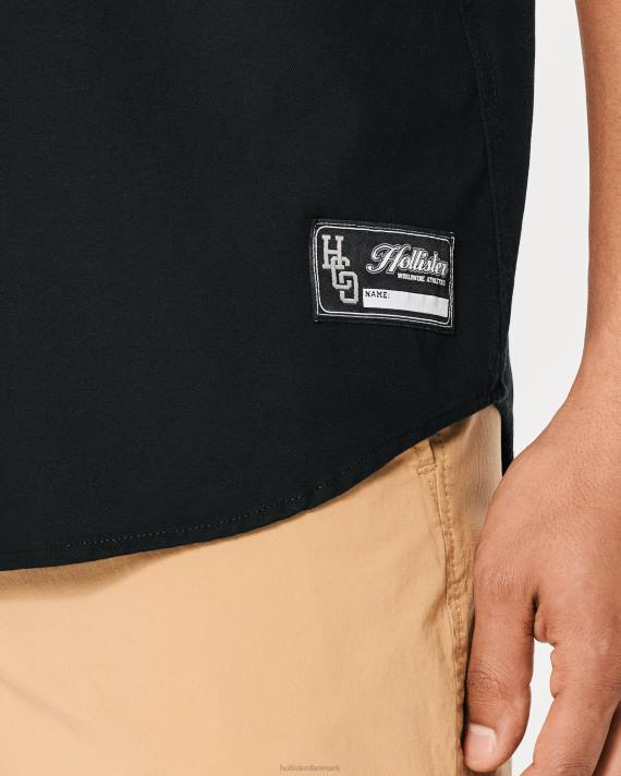 Hollister Mænd afslappet grafisk baseballtrøje 2H8Z938 toppe sort