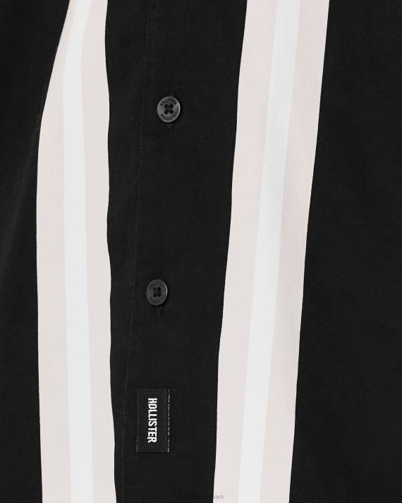 Hollister Mænd afslappet skjorte i poplin med korte ærmer 2H8Z1006 toppe sort stribe