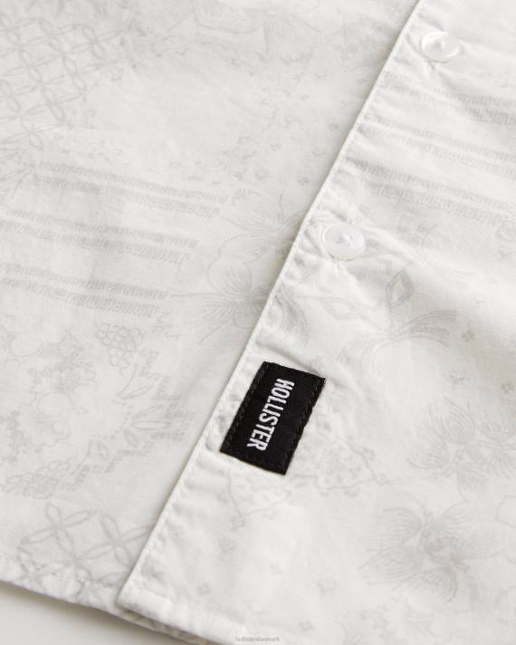 Hollister Mænd afslappet skjorte i poplin med korte ærmer 2H8Z893 toppe hvidt mønster