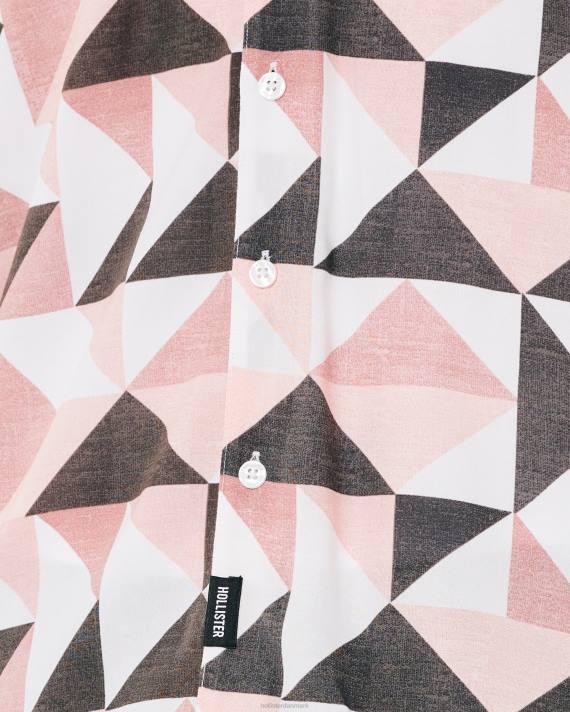 Hollister Mænd afslappet skjorte med korte ærmer 2H8Z1004 toppe lyserødt mønster