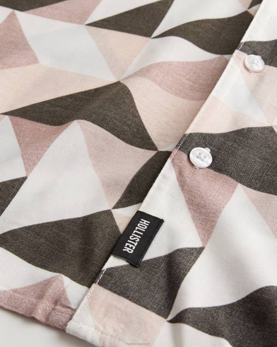 Hollister Mænd afslappet skjorte med korte ærmer 2H8Z1004 toppe lyserødt mønster