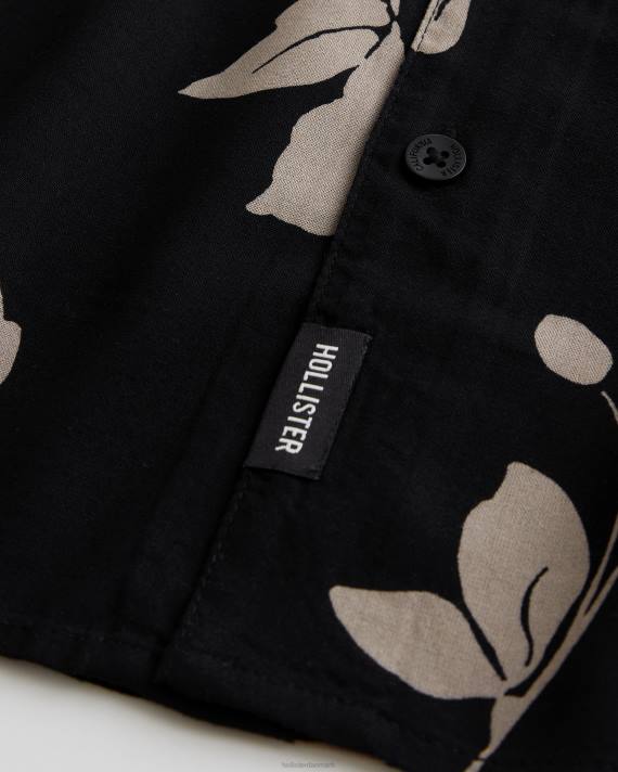 Hollister Mænd afslappet skjorte med korte ærmer 2H8Z836 toppe sort blomstret