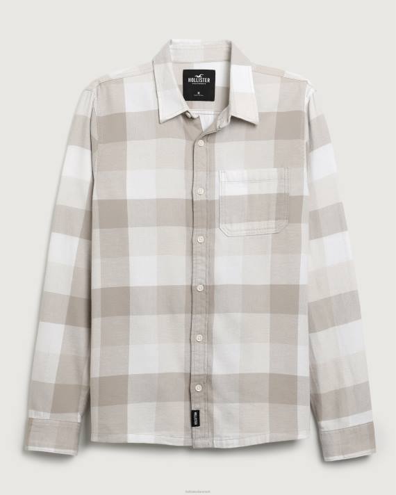 Hollister Mænd flannelskjorte med knapper 2H8Z1054 toppe tan check