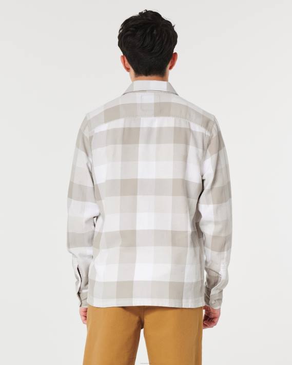 Hollister Mænd flannelskjorte med knapper 2H8Z1054 toppe tan check