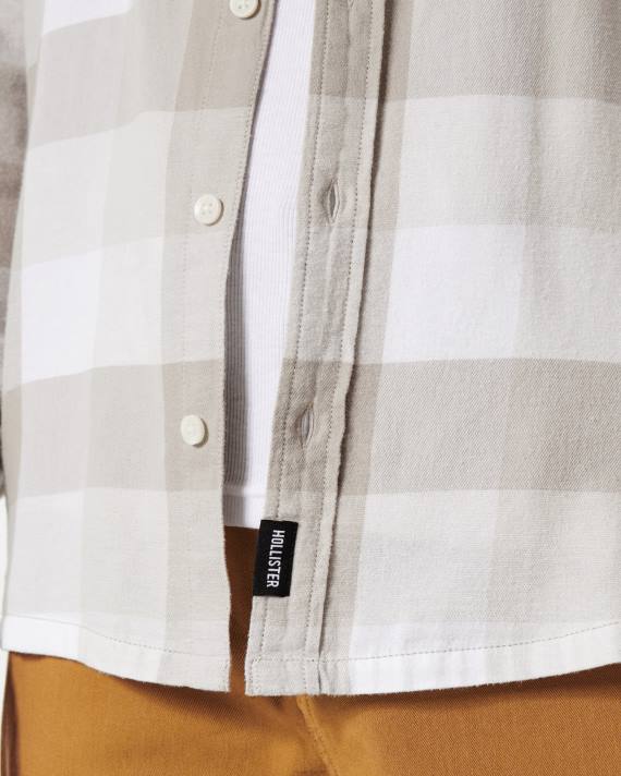 Hollister Mænd flannelskjorte med knapper 2H8Z1054 toppe tan check