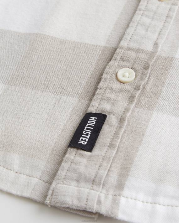 Hollister Mænd flannelskjorte med knapper 2H8Z1054 toppe tan check