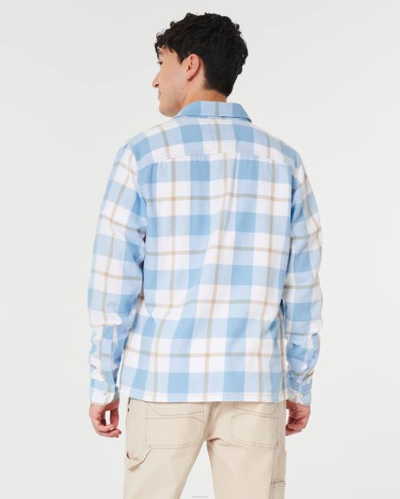 Hollister Mænd flannelskjorte med knapper 2H8Z985 toppe lyseblå tern