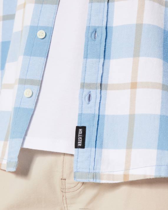 Hollister Mænd flannelskjorte med knapper 2H8Z985 toppe lyseblå tern