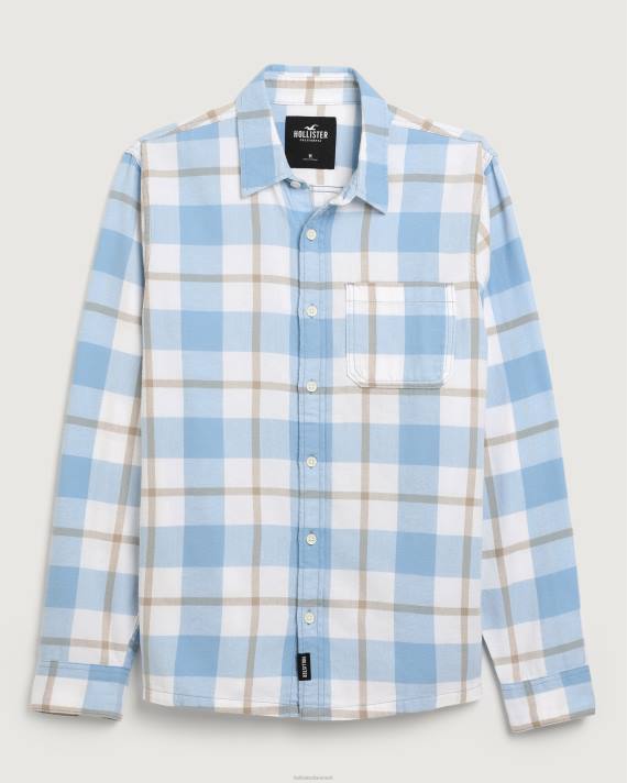 Hollister Mænd flannelskjorte med knapper 2H8Z985 toppe lyseblå tern