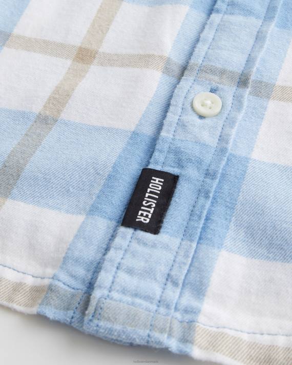 Hollister Mænd flannelskjorte med knapper 2H8Z985 toppe lyseblå tern