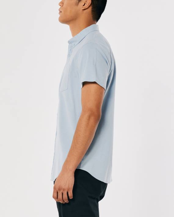 Hollister Mænd kortærmet oxford skjorte 2H8Z987 toppe lyseblå