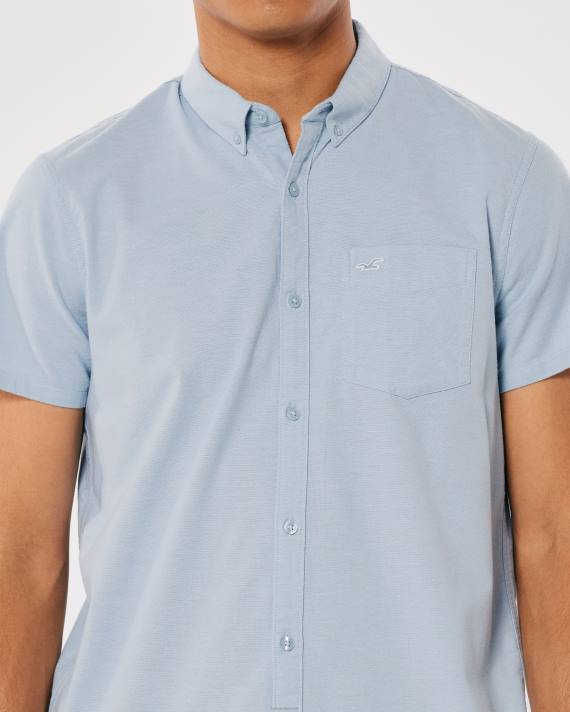 Hollister Mænd kortærmet oxford skjorte 2H8Z987 toppe lyseblå