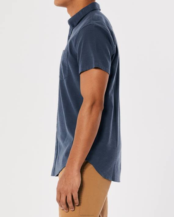 Hollister Mænd kortærmet skjorte med logoikon 2H8Z923 toppe flåde